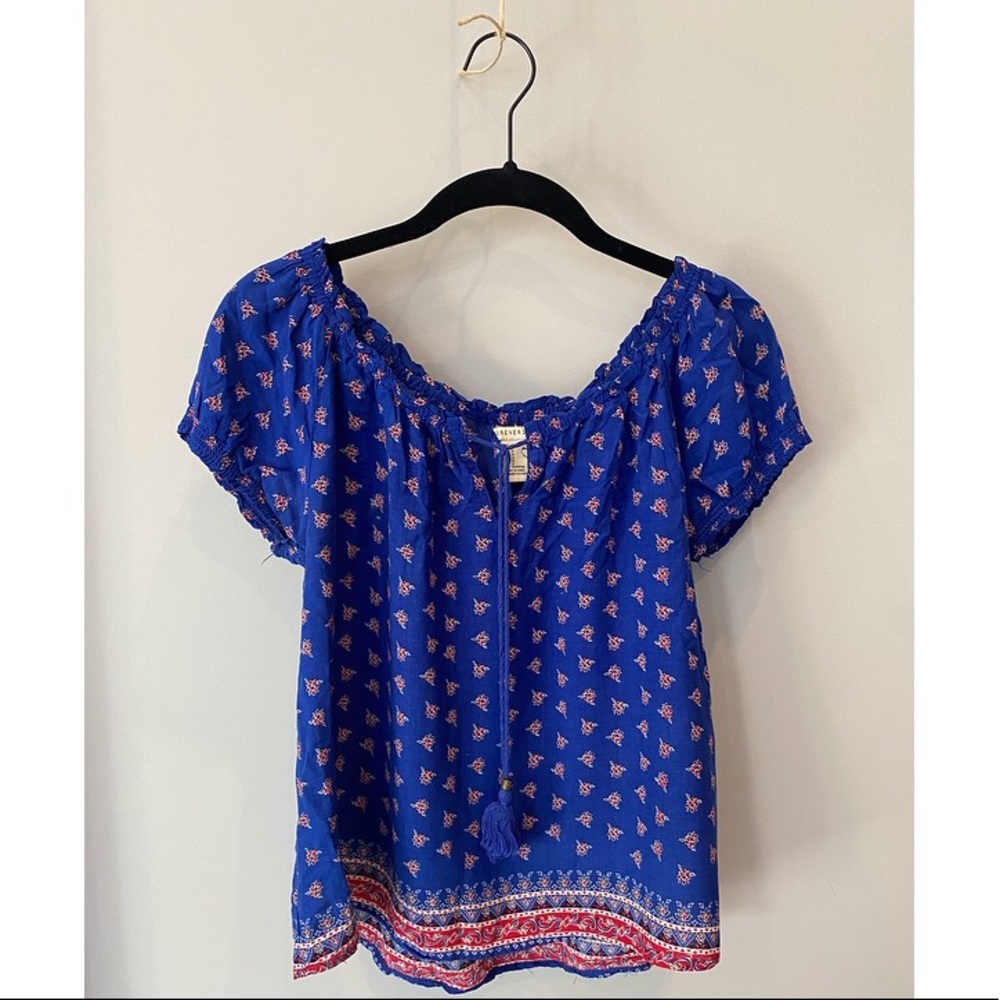 Blue Peasant Blouse